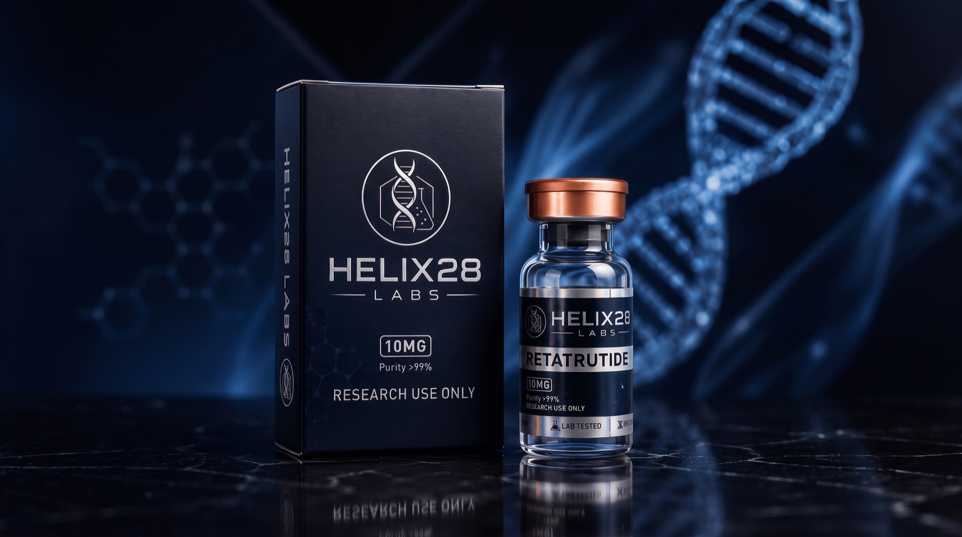 Helix28 Labs Retatrutide 10 mg research vial