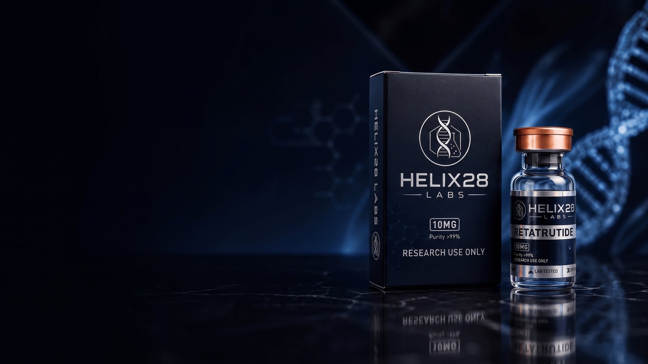 Helix28 Labs Retatrutide research compound packaging